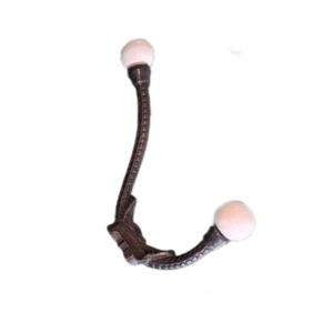 6 x New Iron Double Hooks with Ceramic Knobs